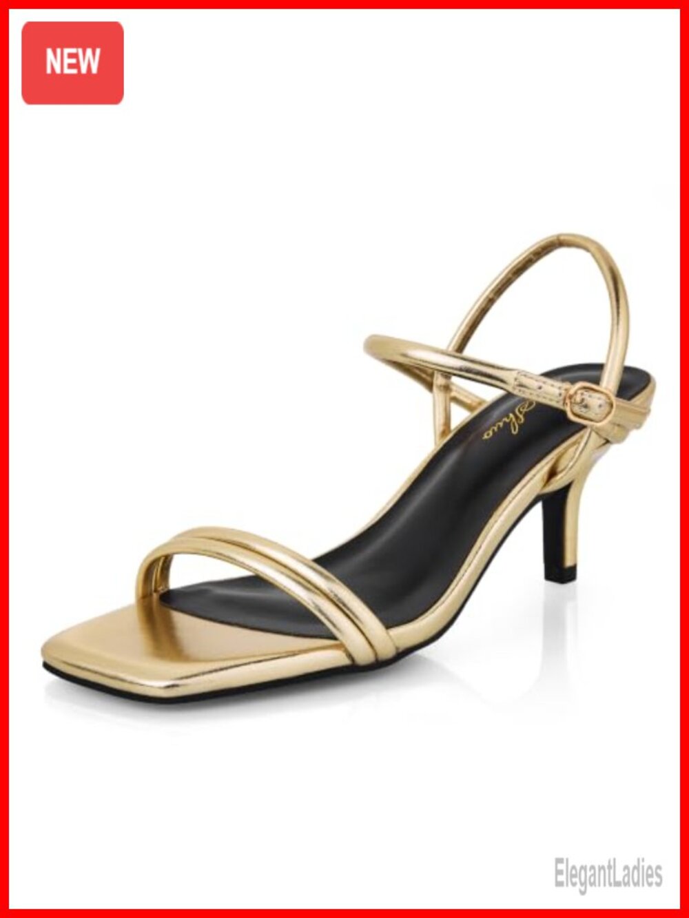 Women's Strappy Kitten Low Heel Sandals Square Open Toe Dressy Summer Shoes